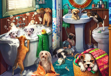 Vermont Christmas Company Puppies in The Bath Jigsaw Puzzle - 100 Piece Puppies Puzzle - Large Puppy Jigsaw Puzzle Made from Thick Durable Puzzle Board - Puppy Puzzles for Kids & Adults (19" x 13") Vermont Christmas Company