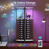 Homeiju Corner Wine Rack with Glass Holder and Led Strip Light, Corner Bar Wine Racks Freestanding Floor, Industrial Corner Bar Cabinet for Kitchen, Dining Room, Living Room or Cellar Homeiju