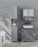 VASAGLE Tall Bathroom Cabinet with Lights, Slim Bathroom Storage Cabinet, Freestanding Narrow Cabinet with Adjustable Shelves, for Small Spaces, Modern, 11.8 Inches Wide, Dove Gray UBBC566G02 VASAGLE