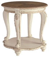 Signature Design by Ashley Realyn French Country Two Tone Round End Table, Chipped White Signature Design by Ashley