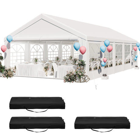 YITAHOME 16x32 ft Party Tent Heavy Duty Wedding Event Shelters Outdoor Upgraded Galvanized Canopy with Large White Roof, Removable Sidewalls & 3 Storage Bags YITAHOME