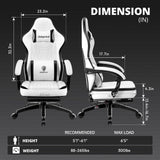 Dowinx Gaming Chair Breathable PU Leather Gamer Chair with Pocket Spring Cushion, Ergonomic Computer Chair with Massage Lumbar Support,Adjustable Swivel Task Chair with Footrest(Black&White) Dowinx