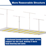 GIOTORENT 3x8FT Heavy Duty Overhead Garage Storage Rack - Adjustable Ceiling Shelving with 600lbs Weight Capacity, Metal Garage Organization System, White GIOTORENT