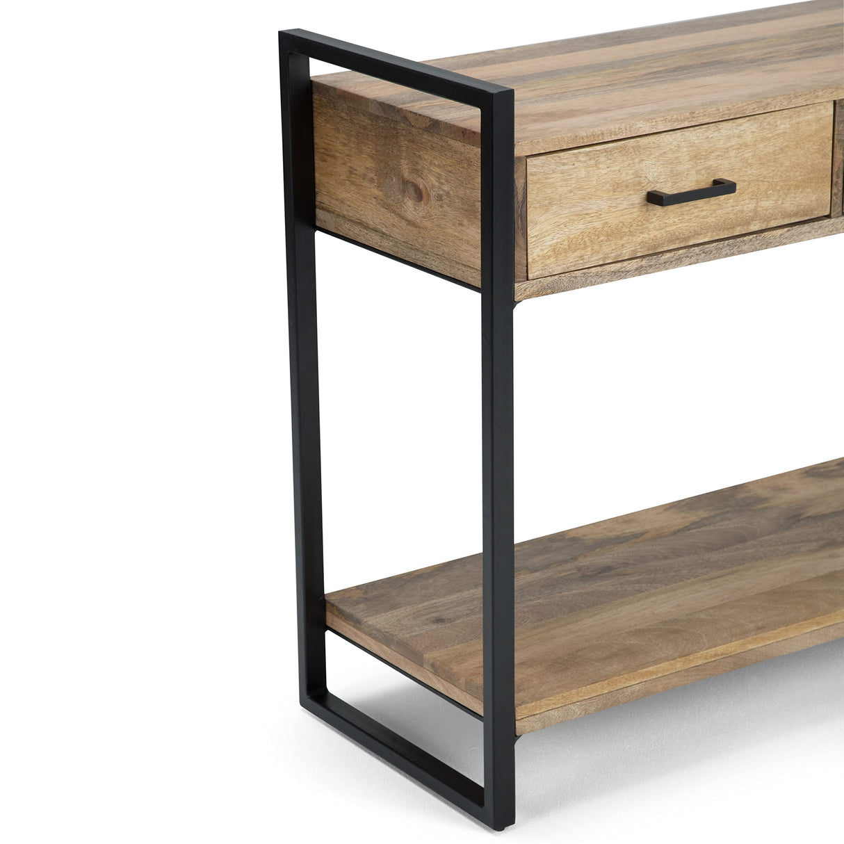 SIMPLIHOME Riverside SOLID MANGO WOOD and Metal 54 Inch Wide Modern Industrial Console Sofa Table in Natural, For the Living room, Entryway and Bedroom SIMPLIHOME