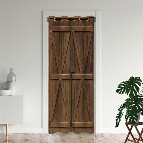 Retro Wooden Farm Doors Door Curtains for Doorways, Rural Farmhouse Barn Wood Blackout Curtain for Kids Bedroom Closet, Grommet Thermal Insulated Privacy Door Drapes for Room Divider, 42" W x 80" L Czrouz