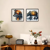 2 Pack Paint by Number for Adults Beginner, Bear Painting by Number Kit, Wolf Easy Acrylic Painting by Number on Canvas, Animal Paint by Numbers for Home Wall Art Decor with Frame (11.8x11.8Inch) Mandun