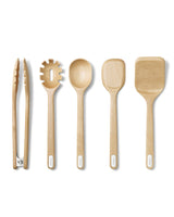 Caraway Wooden Utensil Set - 5 Piece Cooking Utensil Set - Spoon, Server, Scraper, Spatula, & Tongs - Made From FSC-Certified Birch Wood - No Microplastics Caraway