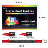 Vitoler Acrylic Paint Markers,18pcs Dual Tip Acrylic Paint Set,Acrylic Paint Marker Pens with Brush Tip and Dot Tip for Painting Rock Diy Crafts Art Supplies Vitoler