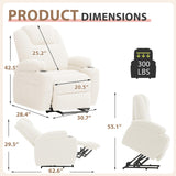 Flamaker Power Lift Chair Massage Recliner Chairs for Elderly - Ergonomic Design with Cup Holders & Side Pockets, Remote Control (White) Flamaker