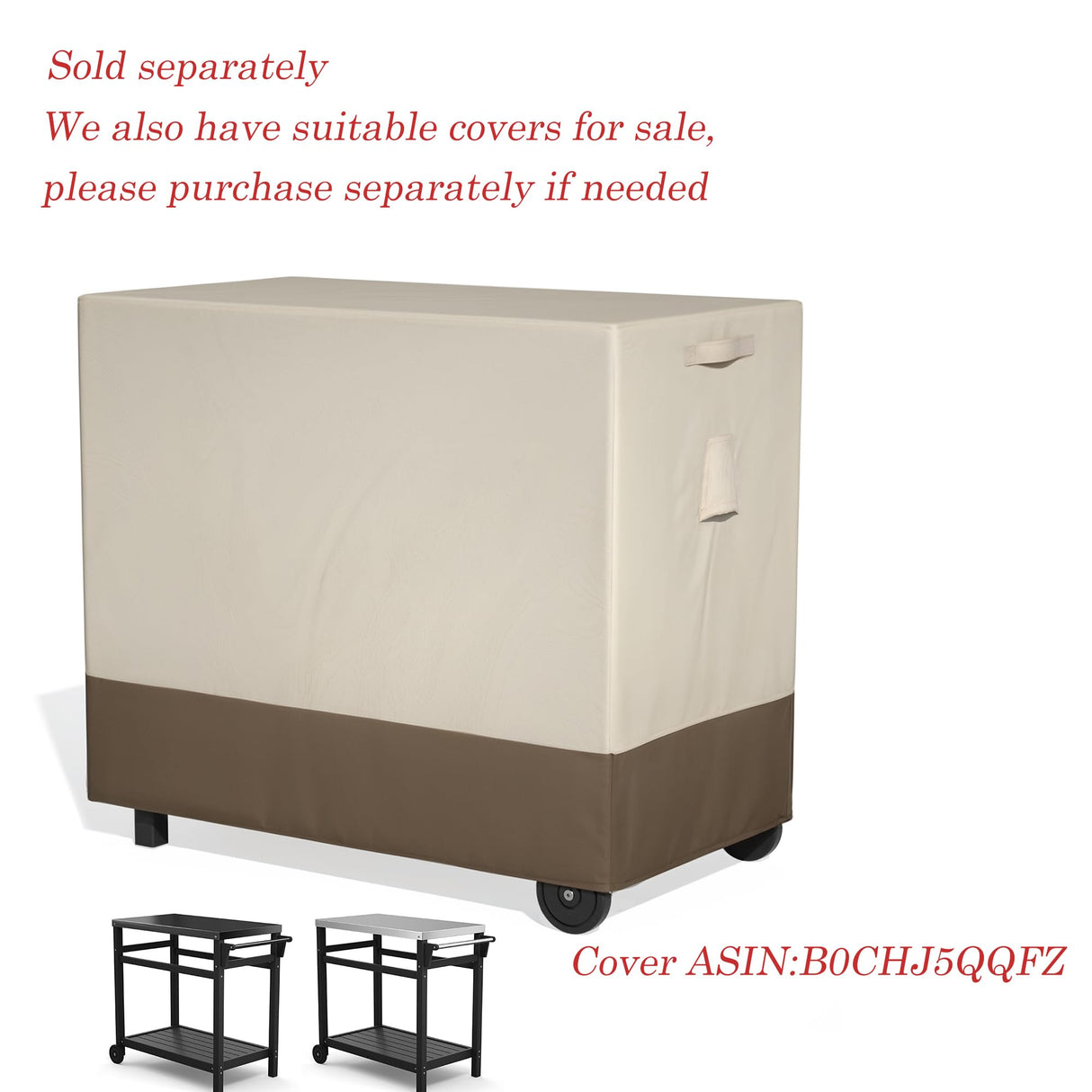TORVA Outdoor Prep Grill Carts, 303 Stainless Steel Tabletop with High Load Capacity Portable BBQ Table, HDPE Durable Frame 2-Tier Storage Cart, Wood TORVA