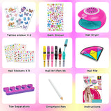Amagoing Nail Art Studio for Girls, Nail Polish Kit for Kids Age 6-12 Year Old, 2 in 1 Nail Polish, Nail Dryer, Fashion Nail Decals, Glitter, Decoration Supplies, Makeup Gift for Birthday, Girly Spa Amagoing