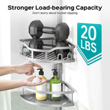 HAMITOR Corner Shower Caddy Tension Pole: Rustproof 4-Tier Bathroom Organizer Shelves for Bathtub Shampoo Storage - 47-121 Inch Quick Install Adjustable Rod Standing Rack with Soap Rack - Silver Gray HAMITOR