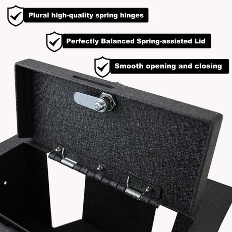 KEREN Center Console Gun Safe - Console Gun Vault Compatible with Ford F250 Super Duty 2023-2025, High Security Armrest Lock Box with Fingerprint Lock with Key KEREN
