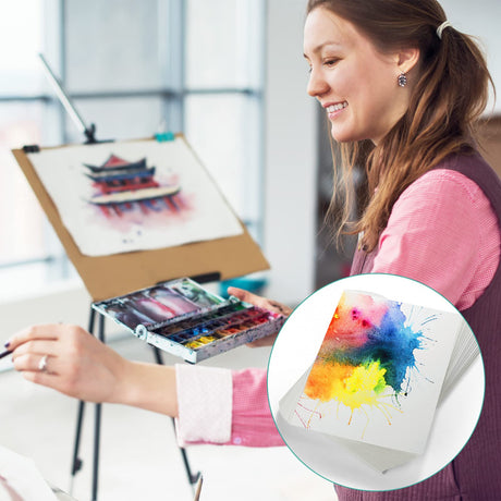 TecUnite 120 Sheets Cotton Watercolor Paper Cold Press Paper Pack for Students Adults Watercolorist Beginning Artists(4 x 4 Inch,230gsm) TecUnite