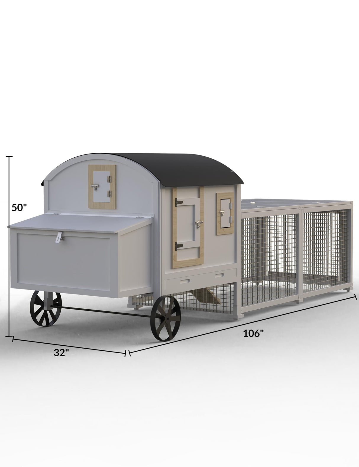 Fitenlor Large Chicken Coop, Wooden Chicken Coop for 3 4 5 Chickens, 106in Outdoor Hen House with Run, Waterproof Roof, Nesting Box, Pull Out Trays and Ramp, White Fitenlor