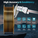 AICOPYTO Dual Color Silk PLA 3D Printer Filament 1.75mm,Dual Color 2-in-1 Gold-Black Silk Filament 1KG Spool (2.2lbs) Dimensional Accuracy Probability +/- 0.02mm Fit Most FDM 3D Printers, Black-Gold AICOPYTO