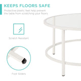 Best Choice Products 36in Modern Round Tempered Glass Accent Side Coffee Table for Living Room, Dining Room, Tea, Home Décor w/Metal Frame, Non-Marring Foot Caps - White Best Choice Products