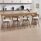 DUOMAY Swivel Bar Stools Set of 3-26" Counter Height Bar Stool with Footrest - Modern Wood Barstools with Linen Upholstered Seat - 360-Degree Swivel Stool for Kitchen Island Home Bar - White DUOMAY