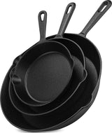 Utopia Kitchen Saute Fry Pan - Pre-Seasoned Cast Iron Skillets Set 3-Piece Frying Pan comprised of 6", 8", and 10" Cast Iron Pan - Easy Use in the Oven, Stove, Grill, or Campfire - Black Utopia Kitchen