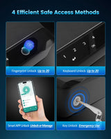 Adoreal Smart Biometric Gun Safe for Handguns, 4 Ways Quick-Access Fingerprint Gun Safe for Pistols, Fingerprint/Digital Keypad/Key/APP Gun Locks Box for 2 Guns, Sturdy Heavy Steel Construction Adoreal