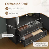 RALGEND Farmhouse Arched Bookshelf, 7 Tiers Arch Bookcase with 2 Spacious Drawers, Modern Book Shelf with Open Display Shelves and Storage Cabinet, for Office, Living Room, Kitchen, Black RALGEND