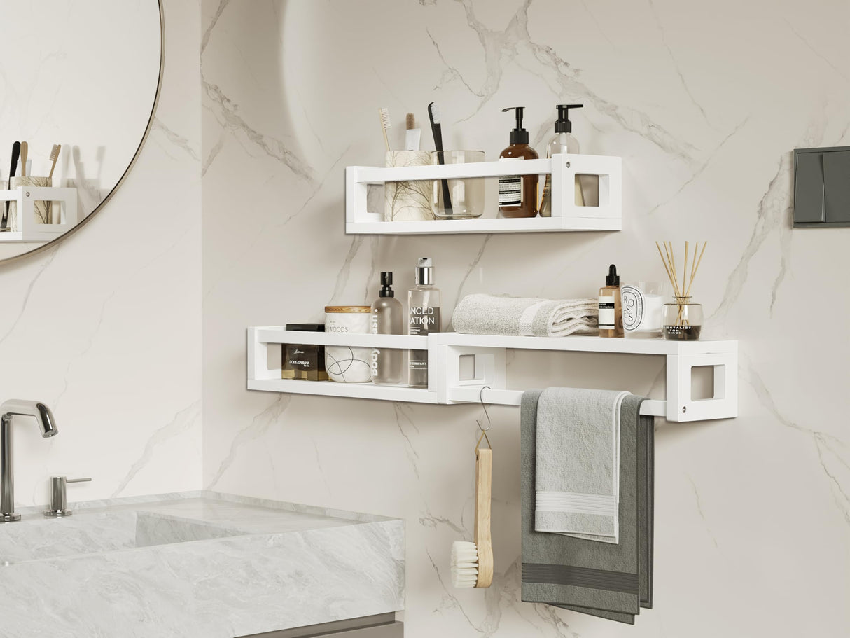 TidyCorner Upgraded Thick Floating Shelves - Multi-Use Wall-Mounted Bookshelves for Kids and Nursery, Ideal for Books, Toys, Spice Rack, Decor - White TidyCorner