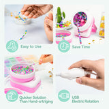 ISTOYO 2IN1 Adjustable Electric Clay and Seed Bead Spinner - Dual-Purpose Jewelry Making Tool with Big Eye Beading Needle - Ideal for Bracelets and Necklaces - Vibrant Pink ISTOYO