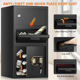 3.6 Cu ft Large Fireproof Drop Safe Box for Business, Anti-Theft Cash Safe Drop Box with Drop Slot, Digital Keypad and Spare Key, Heavy-duty Depository Drop Safe for Home Retail Busines Restaurants Tiskgg