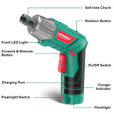 Cordless Screwdriver, HYCHIKA 4V 2.0Ah Electric Screwdriver Rechargeable Screw Gun & Bit Set, Front LED and Rear Flashlight, Ratchet Wrench, DC Charging with USB Cable, 36pcs Accessories HYCHIKA BETTER TOOLS FOR BETTER LIFE