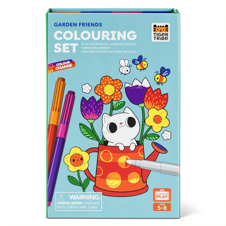 Tiger Tribe Color Change Coloring Set - Garden Friends, Activity Set for Kids, Color Changing Magic Markers, Cute Kittens, Flowers, Perfect for Travel Tiger Tribe
