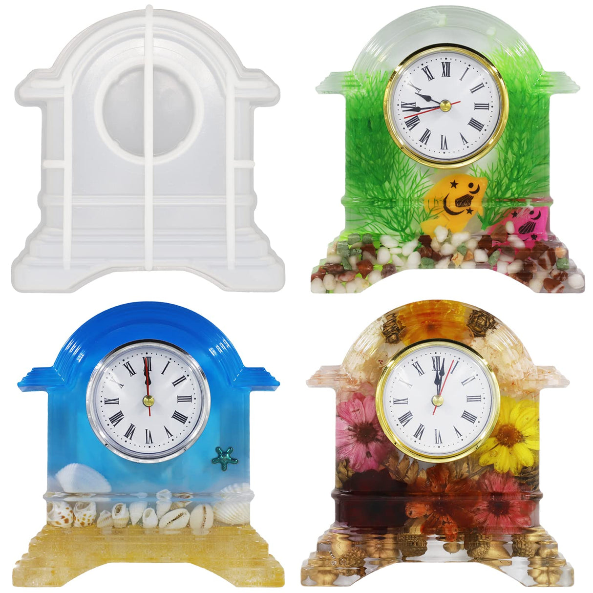 Sweet Password Resin Clock Molds, Table Clock Mold for Resin, Mantel Silicone Molds Kit for Epoxy Resin Casting, DIY Home Decor Christmas Gift with 2 Clock Faces Sweet password