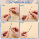 COMNICO 10 Pcs Punch Needle Kit, Punch Embroidery Kit Adjustable Punch Needle Tool with 7 Sizes Needle Heads Sewing Art Needle Tool Wooden Handle Embroidery Pen for Flossing Cross Stitch DIY Craft COMNICO