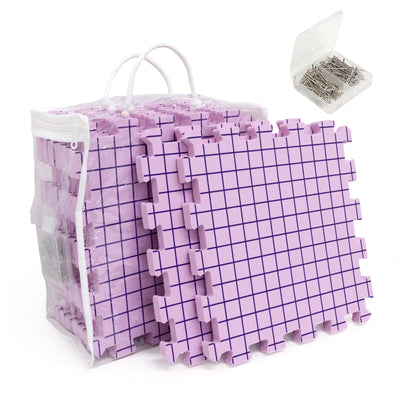 Adnkwolivt Blocking Mats for Knitting & Crochet Projects 9 Pack, Blocking Board for Crocheting Knitting Blocking Mats and Pins, 150 T-Pins and Storage Bag