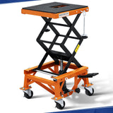 PENSUN Hydraulic Motorcycle Lift Table, 350 LBS Heavy Duty Ultra-Stable Motorcycle Scissor Jack Stand Fit for Motorcycle Dirt Bike ATV Motorcycle Bike, with Deck, J-Hooks, 4 Wheels PENSUN