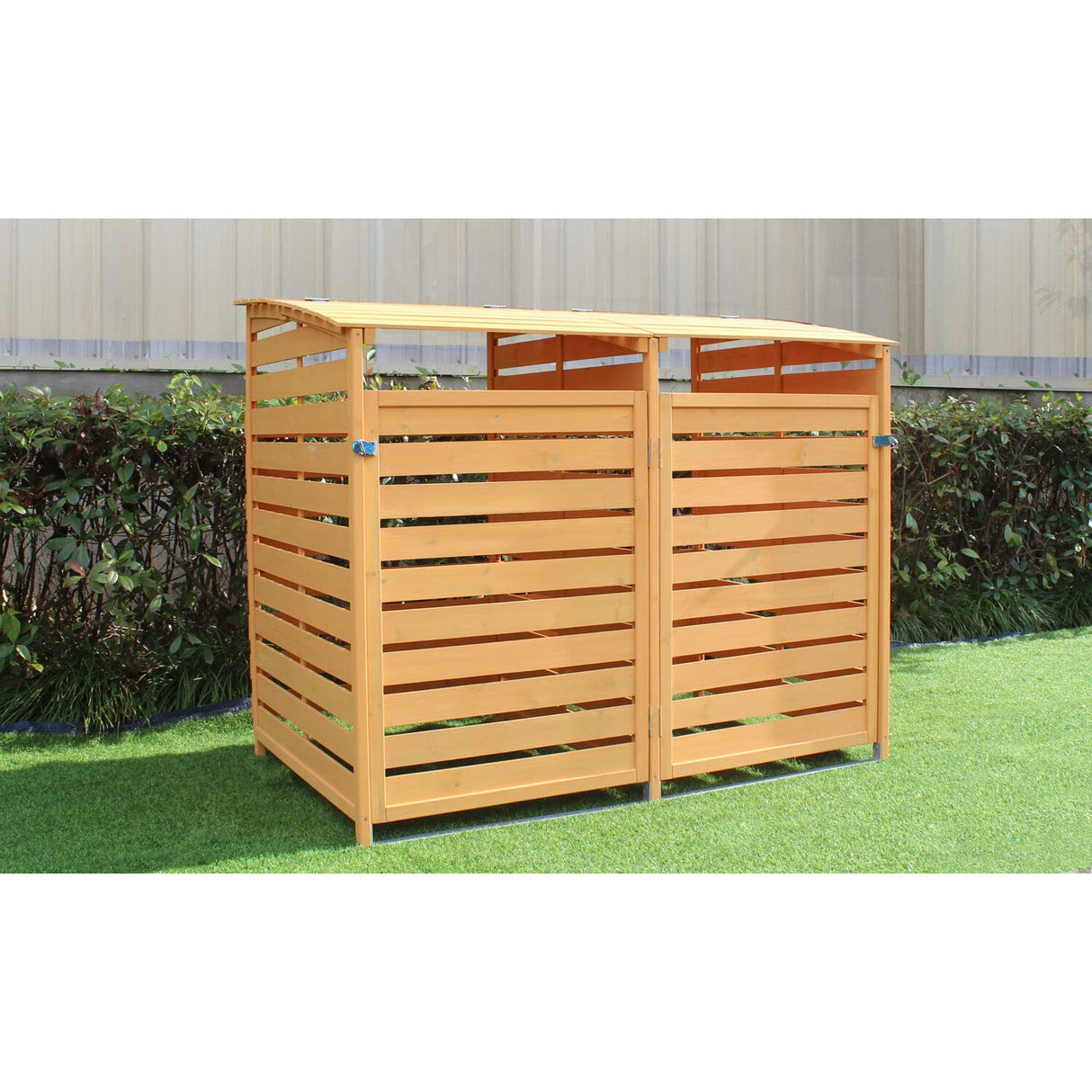 Hanover Outdoor Storage Shed, 4.9 ft. x 4 ft., Wooden Outdoor Shed for Trash and Recyclables with Locking Latch and Waterproof Roof, Durable Trash Sheds for Backyard, Patio, or Lawn Hanover