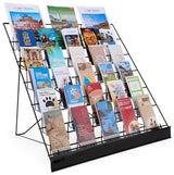 Wire Display Rack for Countertop Use, 6 Open Tiers Accommodate Literature of Varying Sizes, Includes Sign Channel - Black Displays2go