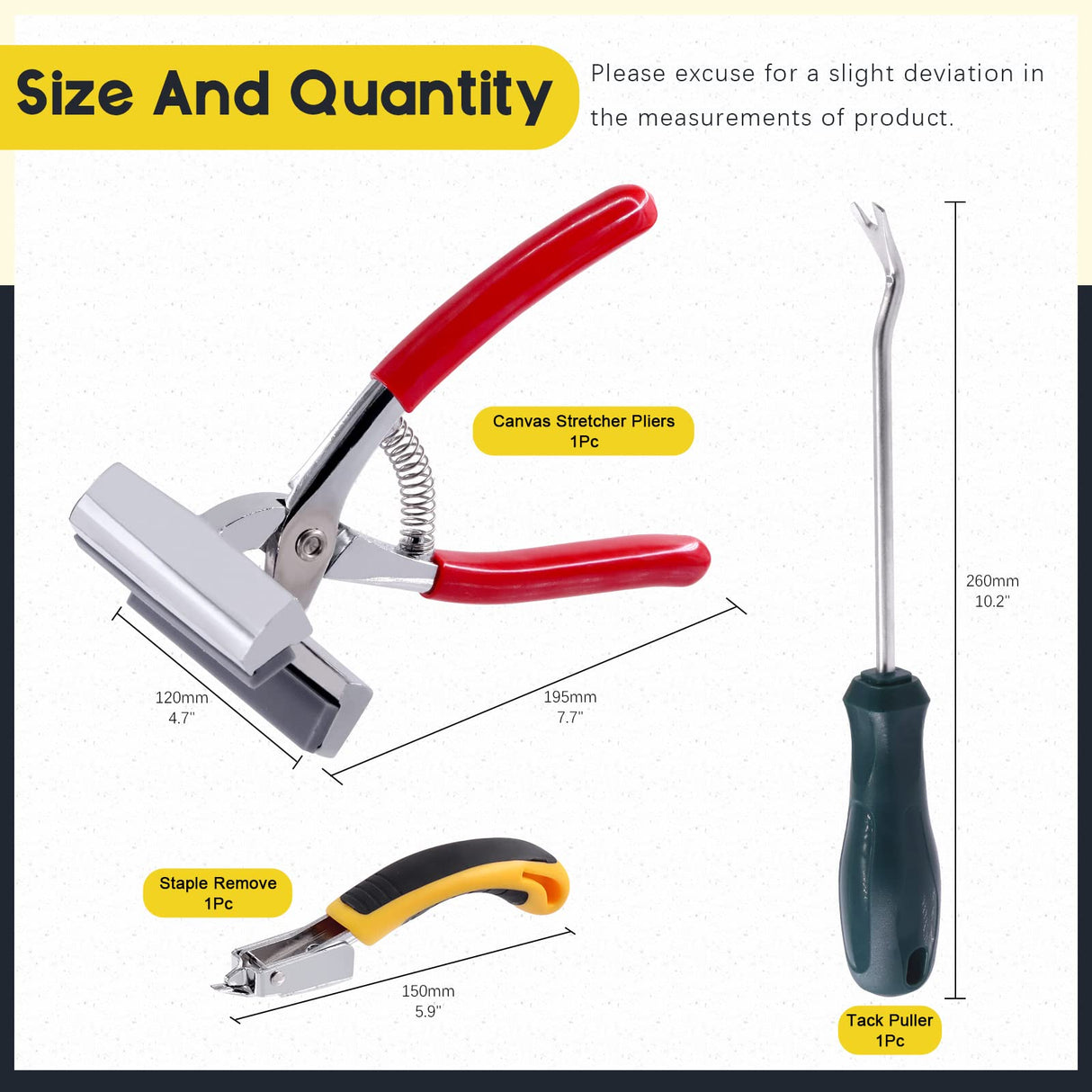 Mardatt 3 Pcs Heavy Duty Canvas Stretcher Pliers and Staple Remover and Tack Puller Tool, Aluminum Alloy Canvas Stretching Pliers with Spring Rubber Handle for Stretching Canvas Clamp Oil Painting Mardatt
