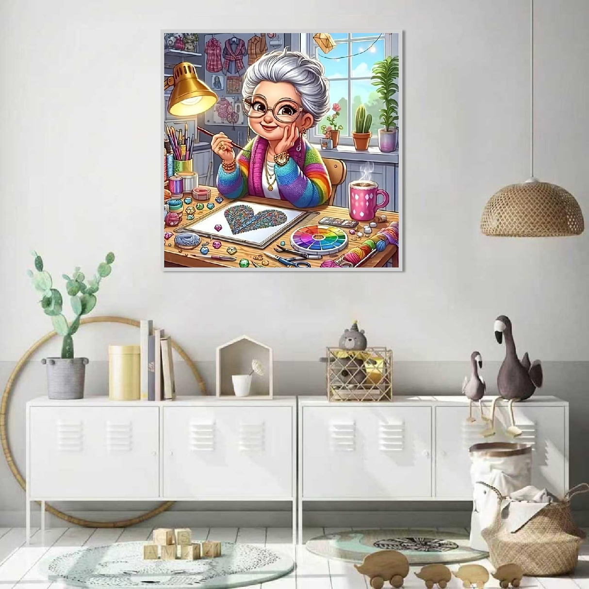 JFYHAB Diamond Art Kits for Adults,5D Grandma Diamond Painting DIY Diamond Art Diamond Painting Kits for Adult,Round Full Drill Diamonds, Diamond Art Kits for Home Decor-12x12inch JFYHAB