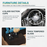 Ophelian 8 Piece Patio Furniture Set with Fire Pit Table, Wicker Outdoor Sectional Sofa Set with Thick Anti-Slip Chusions, Patio Conversation Sets for Backyard, Garden, Deck (Brown/Peacock Blue) Ophelian