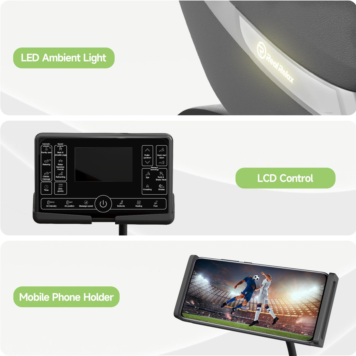 Real Relax 2025 Massage Chair Full Body,Zero Gravity Dual Core S-Track Shiatsu Massage Recliner,Back and Calf Heating with Phone Holder,Rocking Function,12 Auto Modes,Bluetooth,FS01 Pro Gray and Black Real Relax