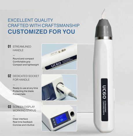Ultrasonic Cutter for Plastic Leather Resin Acrylic Wood Sheet, Ultrasonic Cutting Knife with 5 Blades Xibelezal