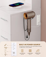 LIVELYGLOW Large Makeup Vanity Desk, 43.3”W x 15.7“D x 53.2”H, White (Large Desktop, Samrt LED Mirror, 4 Open Shelves, 7 Drawers, Hairdryer Rack, Power-Outlet, No Cushion Stool Included) LIVELYGLOW