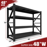 RAVIGIN 3000LBS Storage Shelves,48"W Garage Shelving Heavy Duty Metal Adjustable Garage Shelves,Garage Organization Shelving Units industrial shelving for Garage,Warehouse,48" W x 24" D x 69" H,Black RAVIGIN