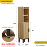 FerniTry Small Bathroom Storage Cabinet, Corner Narrow Toilet Paper Floor Cabinet with Door and Shelves,Bathroom Organizer with Adjustable Shelf, for Small Spaces (Oak) FerniTry