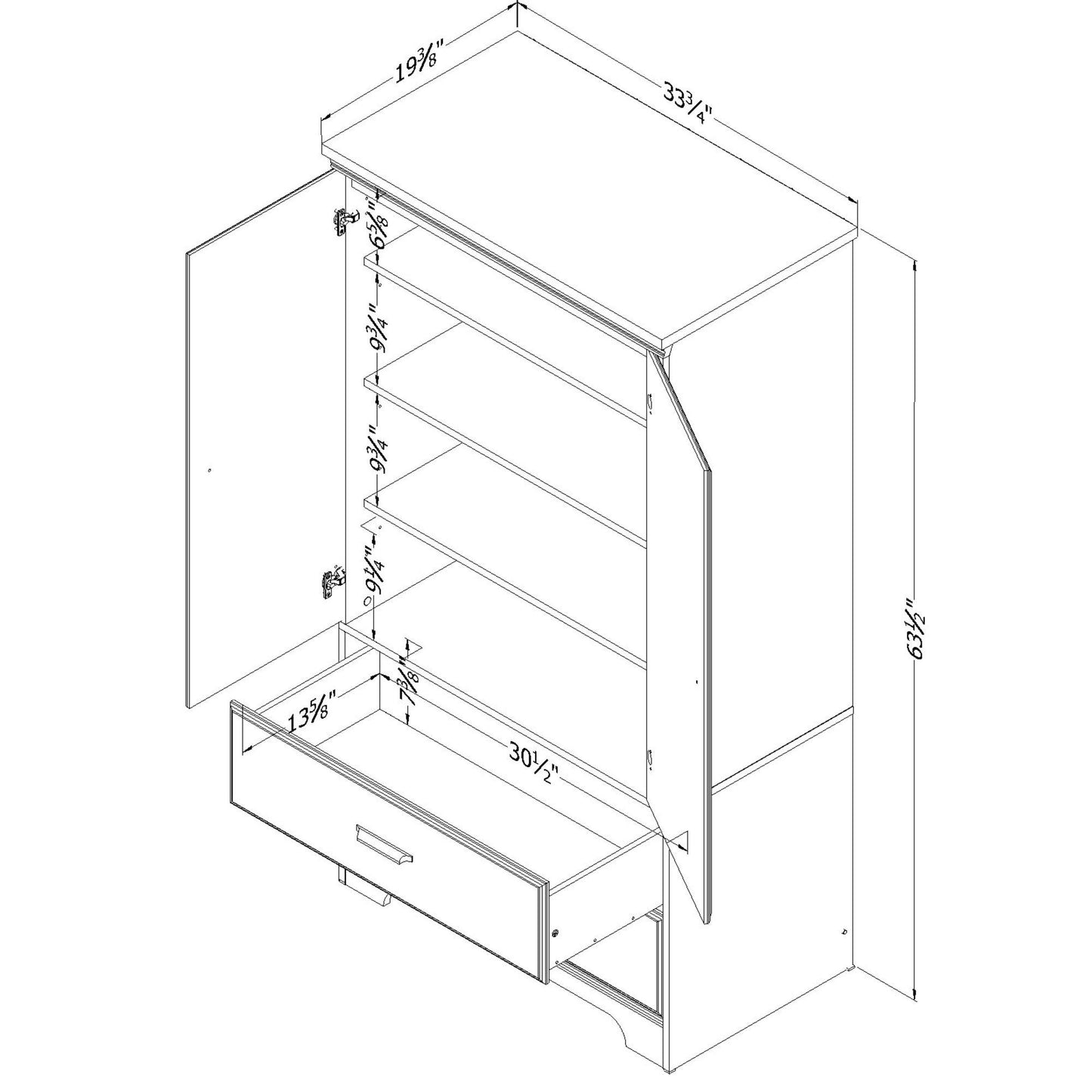 South Shore Versa 2-Door Armoire with Drawers, Gray Maple - WoodArtSupply