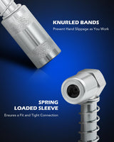 Orion Motor Tech Grease Gun Accessory Kit, 11 Piece Grease Gun Coupler Set for Hard to Reach Grease Fittings, Heavy Duty Lubrication Grease Zerk Fitting Adapters with Grease Gun Hose Holder Orion Motor Tech