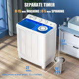 Auertech Portable Washing Machine, 28lbs Twin Tub Washer Mini Compact Laundry Machine with Drain Pump, Semi-automatic 18lbs Washer 10lbs Spinner Combo for Dorms, Apartments, RVs Auertech