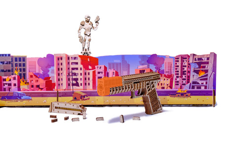 Wood Trick Electric Shooting Target Game 3D Wooden Puzzles for Adults and Kids to Build - Target Shooting Games for Kids and Adults - Wooden Model Wood Trick