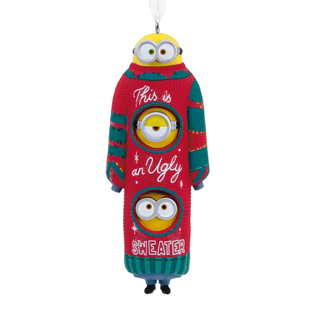 Hallmark Minions: The Rise of Gru, Bob, Kevin, and Stuart The Minions in Ugly Christmas Sweater Christmas Ornament Hallmark