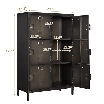 Metal Storage Cabinet, Storage Locker Employees Locker with 6 Doors, 47" Height Steel Cabinet with Lockable Doors, Storage Cabinet with Adjustable Feet for Home Office Gym.